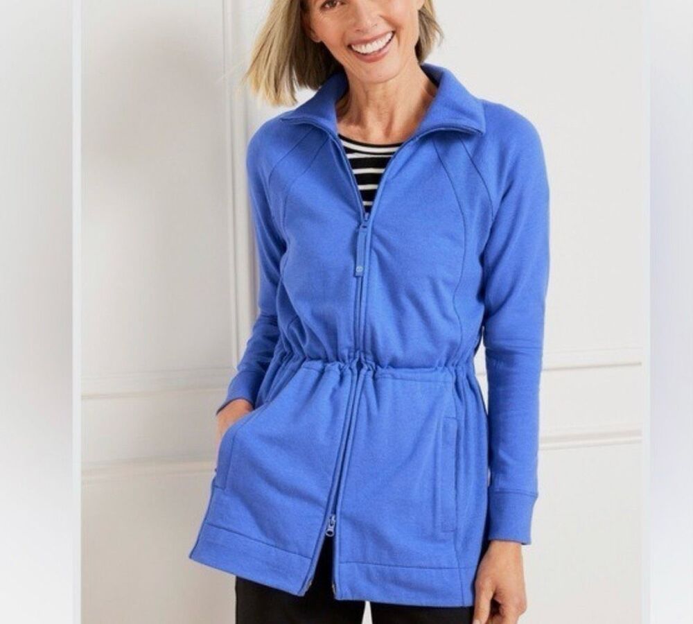 T by Talbots $109 Modal French Terry Yoga Zip Jacket blue UPF 50+ XL NEW